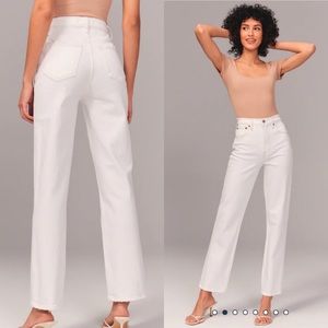 ABERCROMBIE The 90s Ultra High Rise Straight Leg Jeans in White